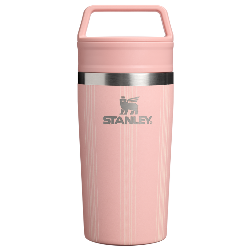 The Café-To-Go Travel Mug | 12 OZ Peach Rose Picnic Stripe