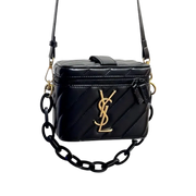 YSL Rectangular Quilted Cosmetic Bag - Gold Logo