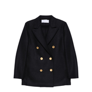 Navy Blue Gold-Button Double-Breasted Coat