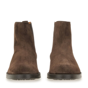 Coffee Brown Elasticated Side Panels Low Stacked Heel Round Toe
