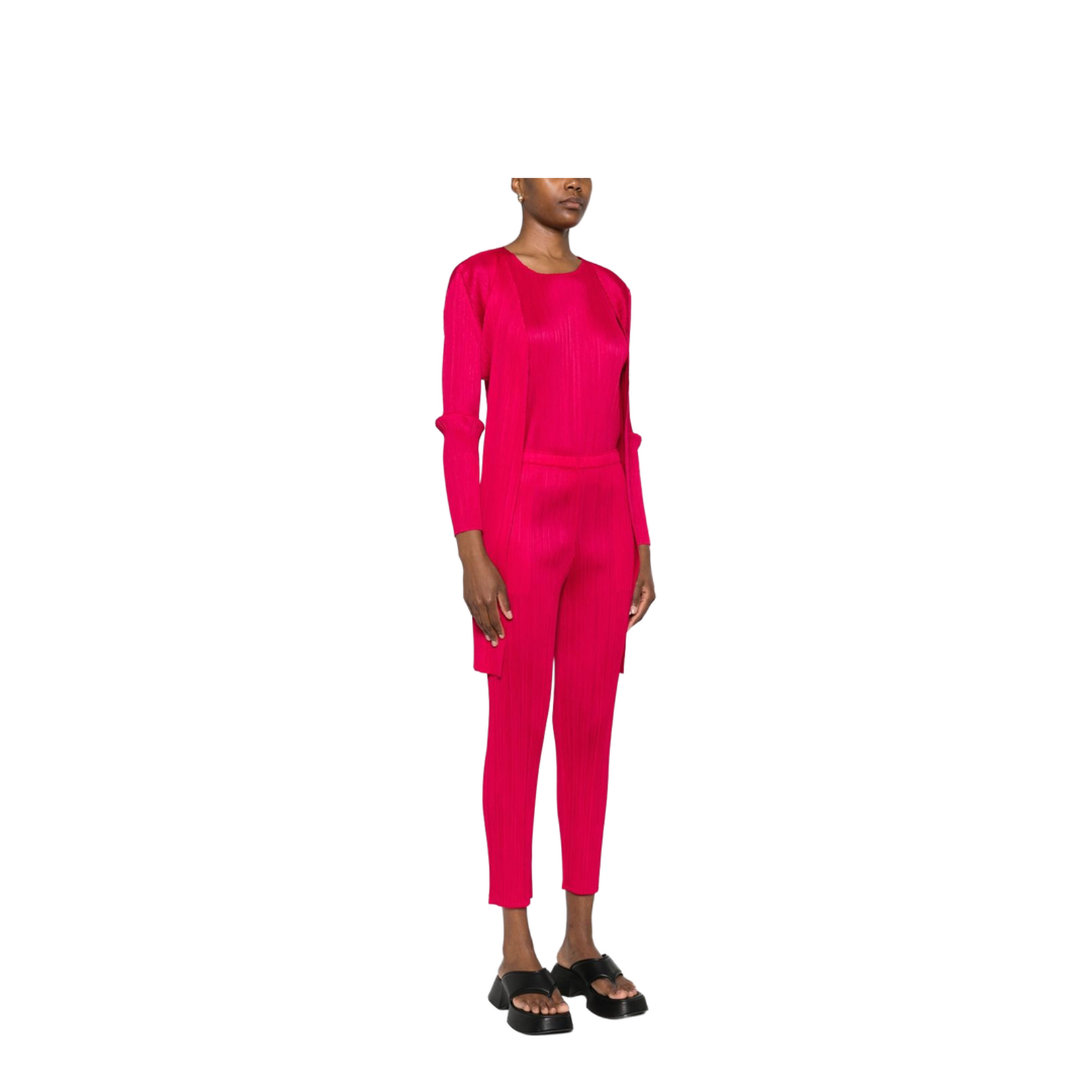 Pleated Cardigan In Pink