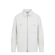 Cotton Blend Bouclé Down Shirt Jacket - Ivory
