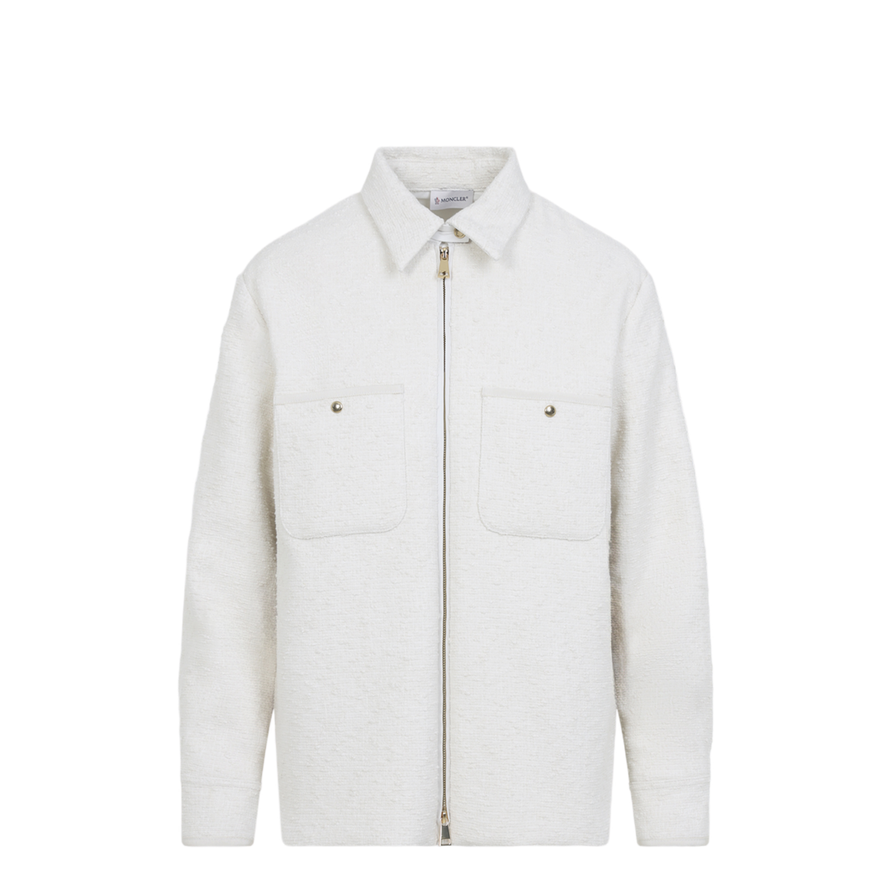 Cotton Blend Bouclé Down Shirt Jacket - Ivory