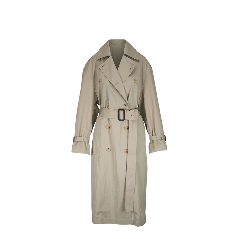 Beige Double-Breasted Trench Coat