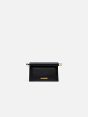 Jacquemus The Small Rond CarreClutch Nappa Leather Folded Clutch Black