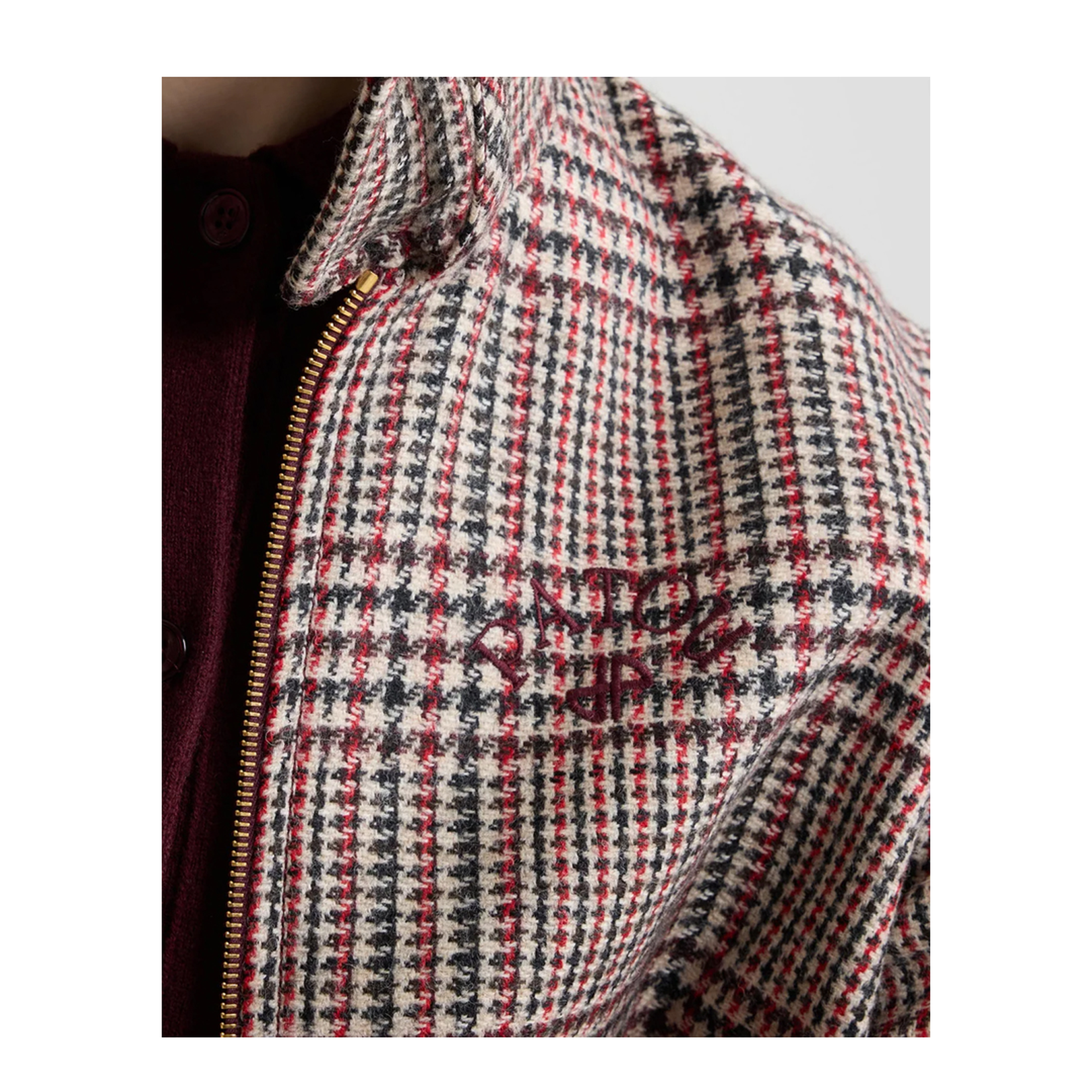 High Neck Bomber Jacket in Sustainable Wool Flannel