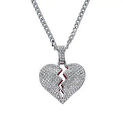 BROKEN HEART ICED OUT PENDANT (SILVER)