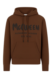 Alexander McQueen Brown Hoodie with Watercolor Graffiti print