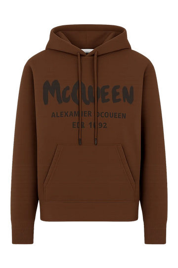 Alexander McQueen Brown Hoodie with Watercolor Graffiti print