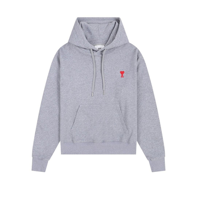 Ami De Coeur Embroidered Logo Hoodie Grey/Red