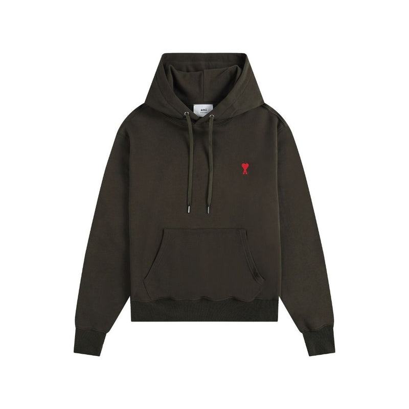 Ami De Coeur Embroidered Logo Hoodie Dark Green/Red
