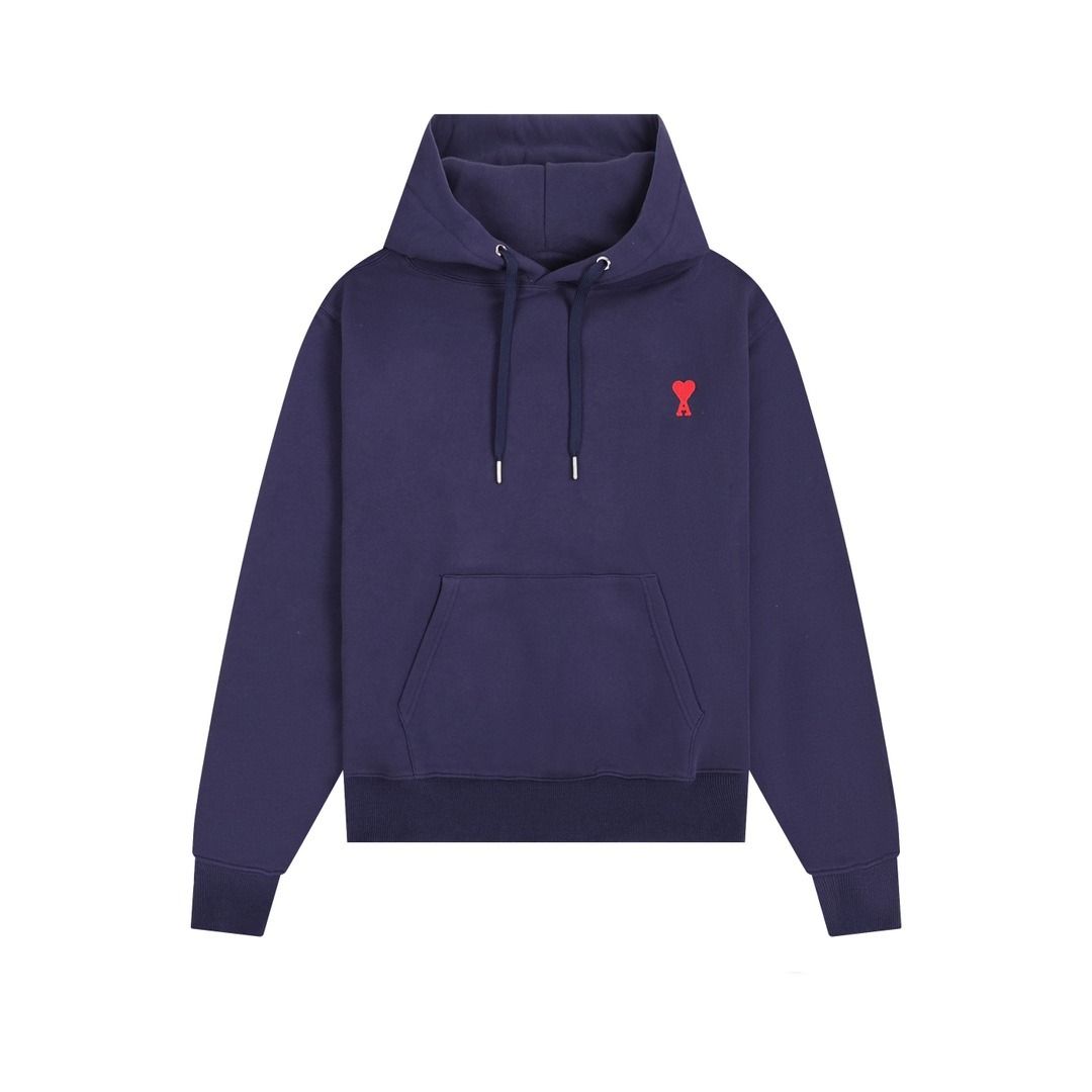 Ami De Coeur Embroidered Logo Hoodie Navy Blue/Red