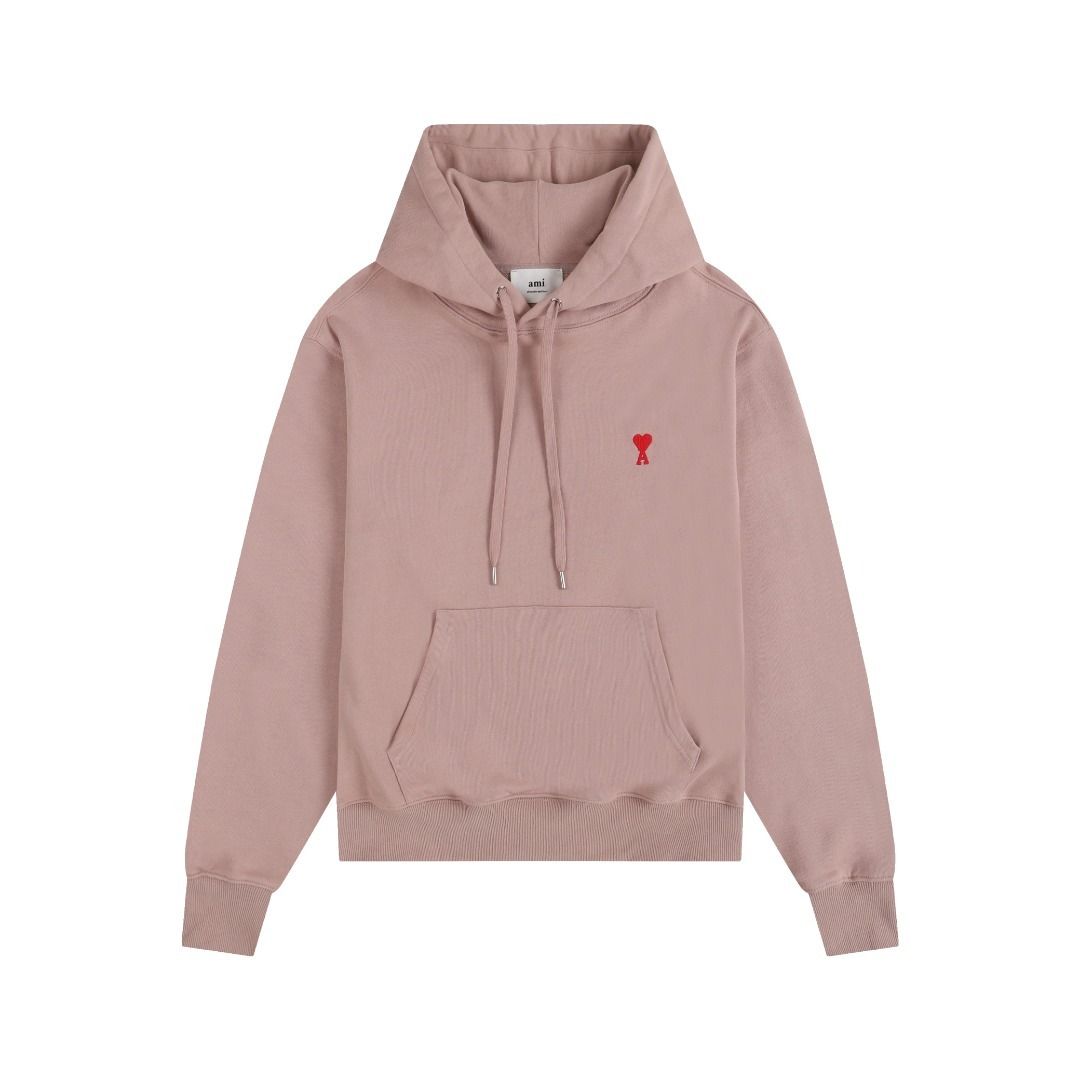 Ami De Coeur Embroidered Logo Hoodie Dusty Pink/Red