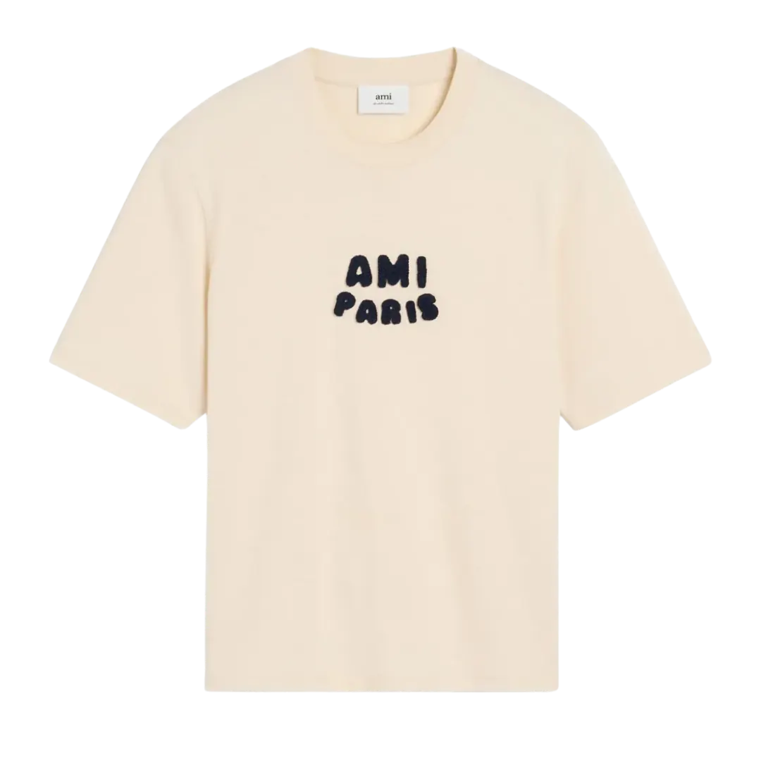 AMI Paris logo-patch T-Shirt light beige