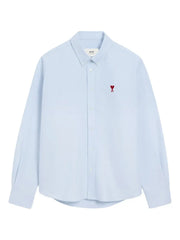 AMI Paris Ami De Coeur Button Down Cotton Shirt Sky Blue