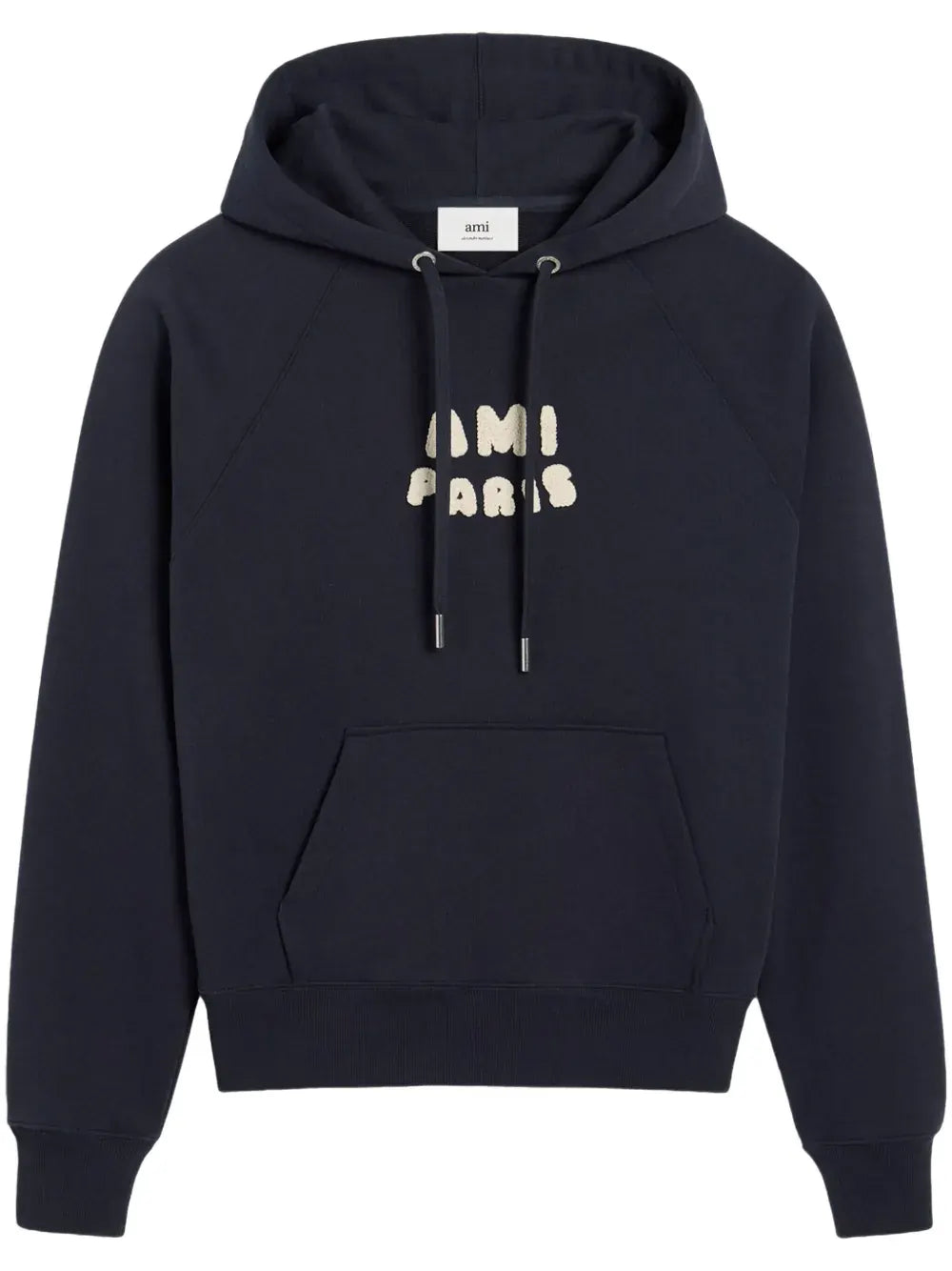 AMI Paris logo-print Hoodie navy blue