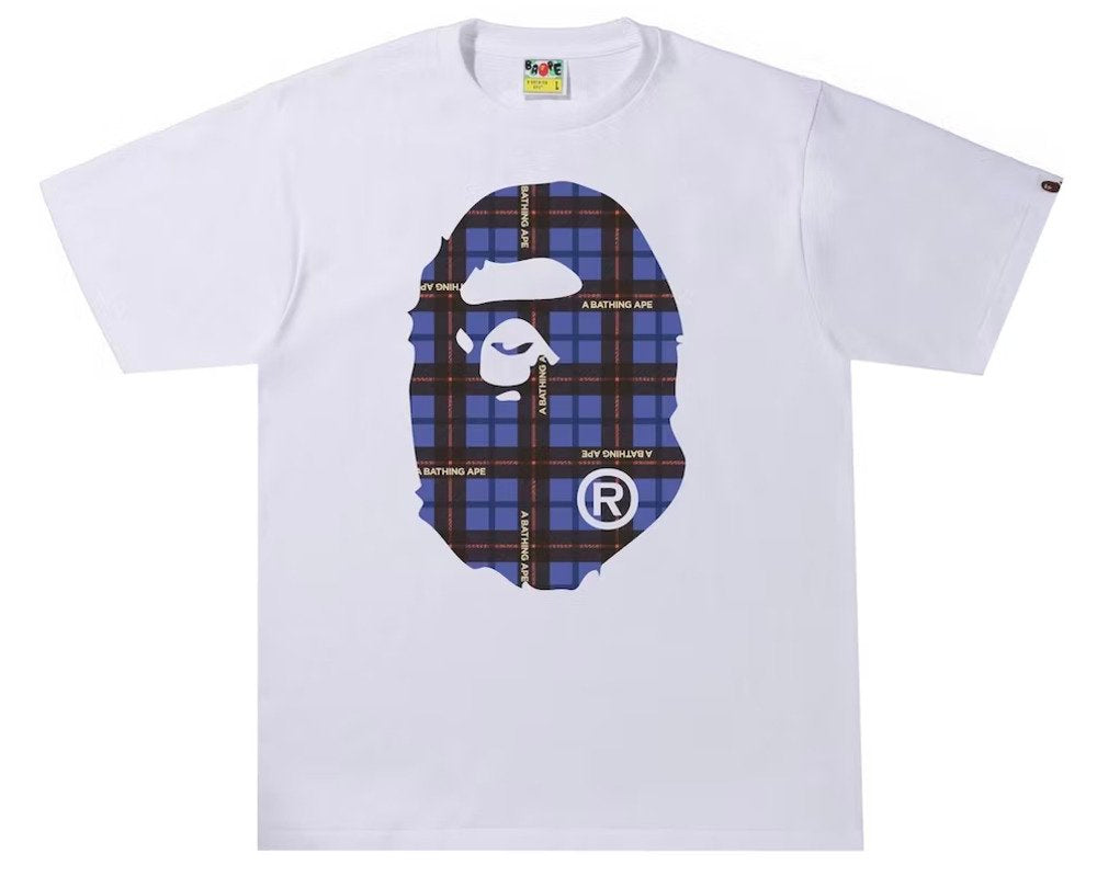 BAPE Logo Check Big Ape Head T-Shirt - White