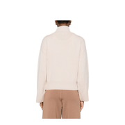 Powder Virgin Wool Ribbed High-Neck Sweater