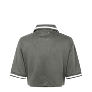 Green Shorts Sleeves Polo Collar Cropped Top