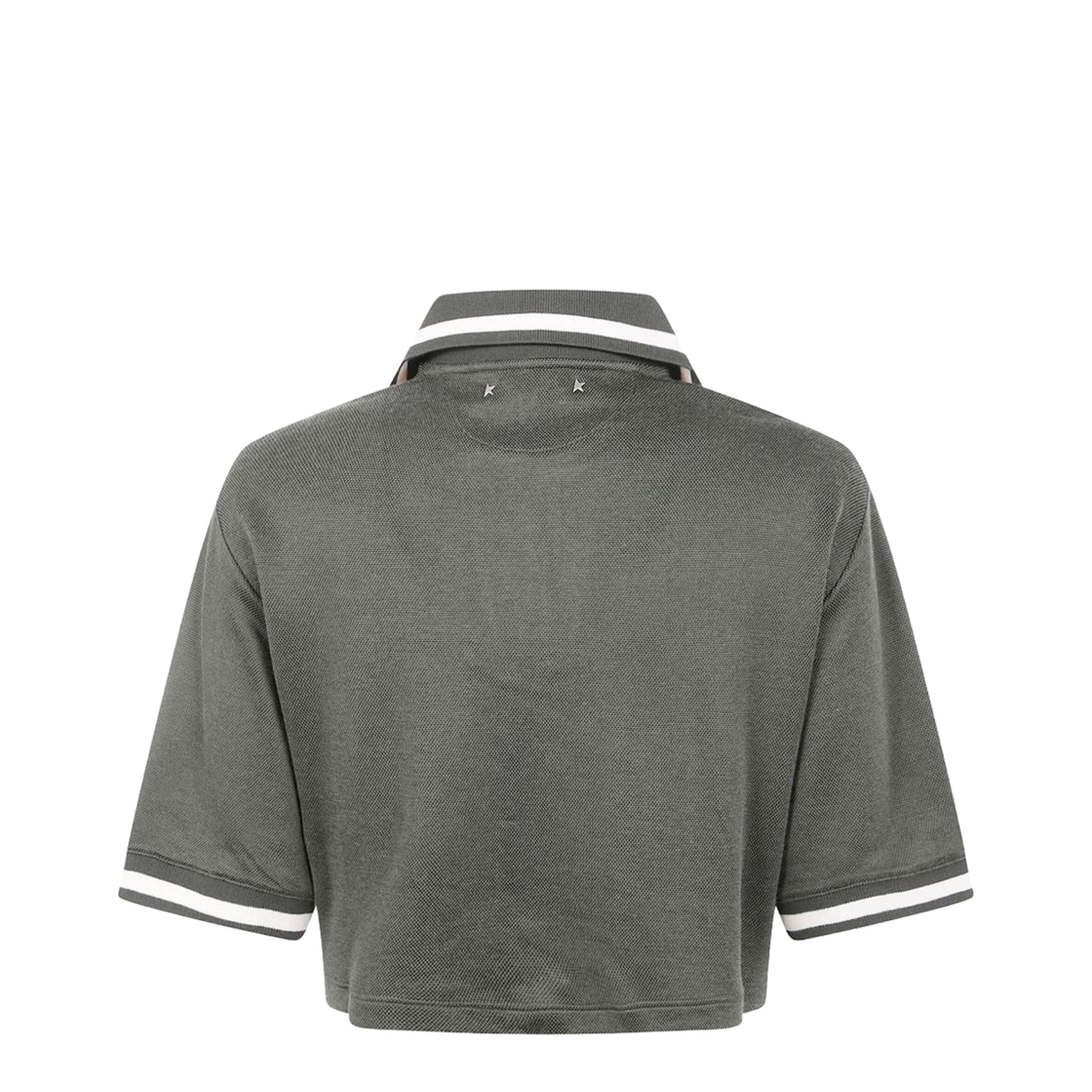 Green Shorts Sleeves Polo Collar Cropped Top