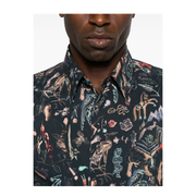 Blue Shirt Long-Sleeve Animal Print