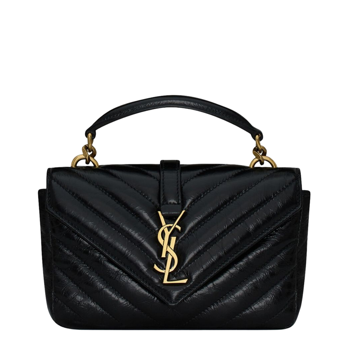 College Mini Leather Shoulder Bags - Black