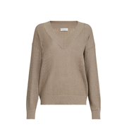 Cotton Ribbed Net Sweater - Walnut