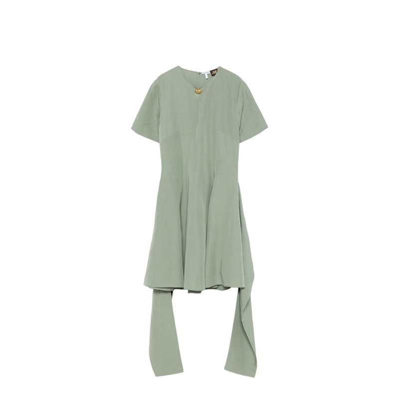 Pebble Dress in Viscose and Linen - Green