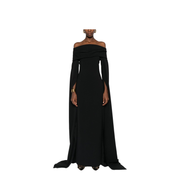 Black Off-Shoulder Neckline Maxi Length Dress
