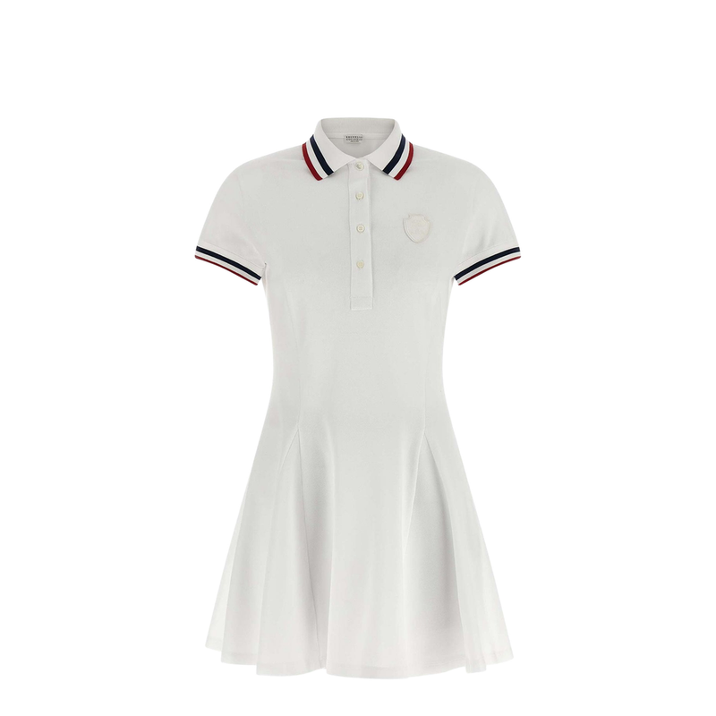 Striped Polo MIni Dress - White