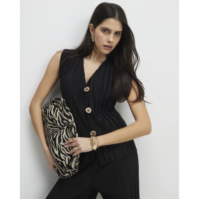 Black Plisse Waistcoat