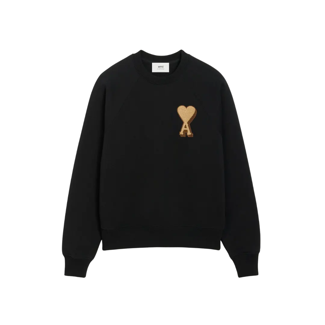 Black Cotton Ami De Coeur Sweatshirt Ami de Coeur sweatshirt in heavy loopback cotton fleece