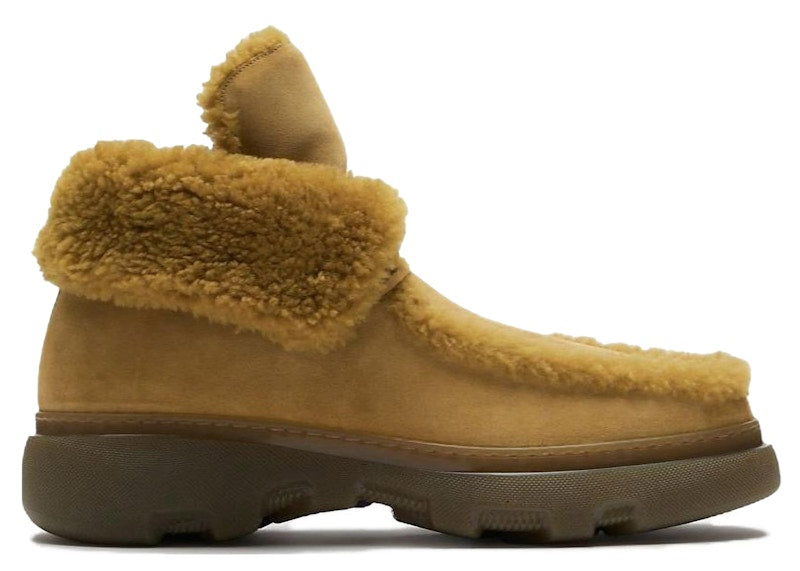 Burberry Shearling Embellished Suede Creeper Boot Yellow
