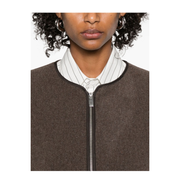Wool Zipped Jacket Brown