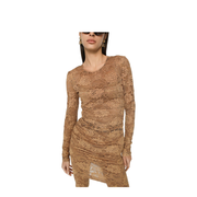 Shorts Floral Lace Dress in Beige