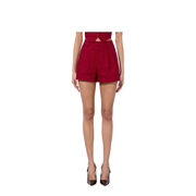 Conry Linen Cuffed Shorts In Dark Cherry