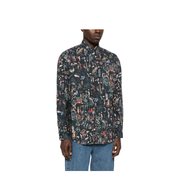 Blue Shirt Long-Sleeve Animal Print