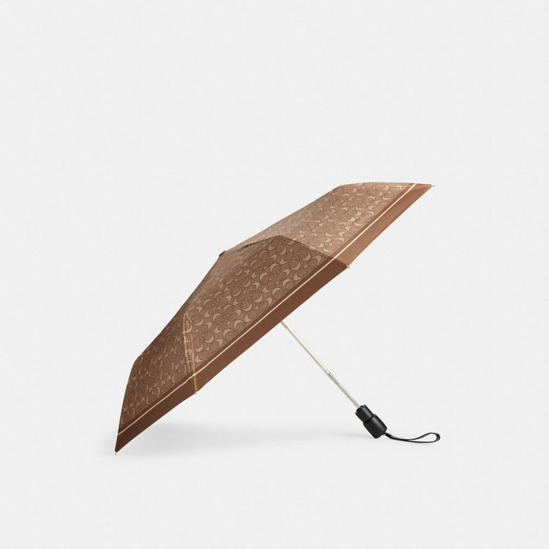 Coach Signature Umbrella Silver Tan Multi