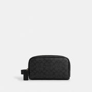 Coach Small Travel Kit In Signature Canvas Gunmetal-Charcoal-Black
