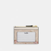 Coach Mini Skinny Id Case In Signature Canvas With Floral Print Gold-Sand Multi