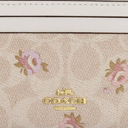 Coach Mini Skinny Id Case In Signature Canvas With Floral Print Gold-Sand Multi