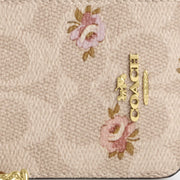 Coach Zip Card Case In Signature Canvas With Floral Print Gold Sand Multi