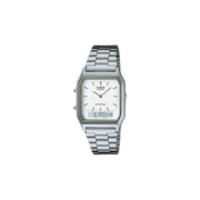 Casio Vintage AQ-230A-7DMQ Quartz White Dial Analog Stainless Steel Watch