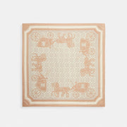 Coach Signature Horse And Carriage Print Silk Square Scarf Taupe