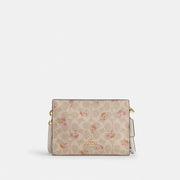 Coach Slim Crossbody Bag In Signature Canvas With Floral Print Gold-Sand Multi