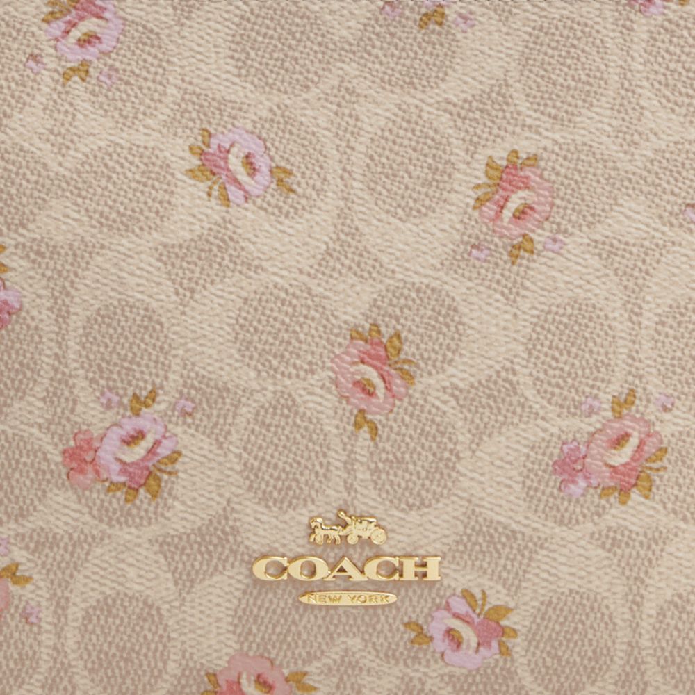 Coach Slim Crossbody Bag In Signature Canvas With Floral Print Gold-Sand Multi