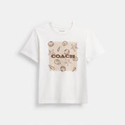 Coach Shell Signature Square Classic T-Shirt In Organic Cotton White