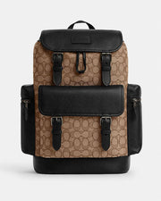 Coach Sprint Backpack In Signature Jacquard Signature Jacquard-Qb-Tan-Black