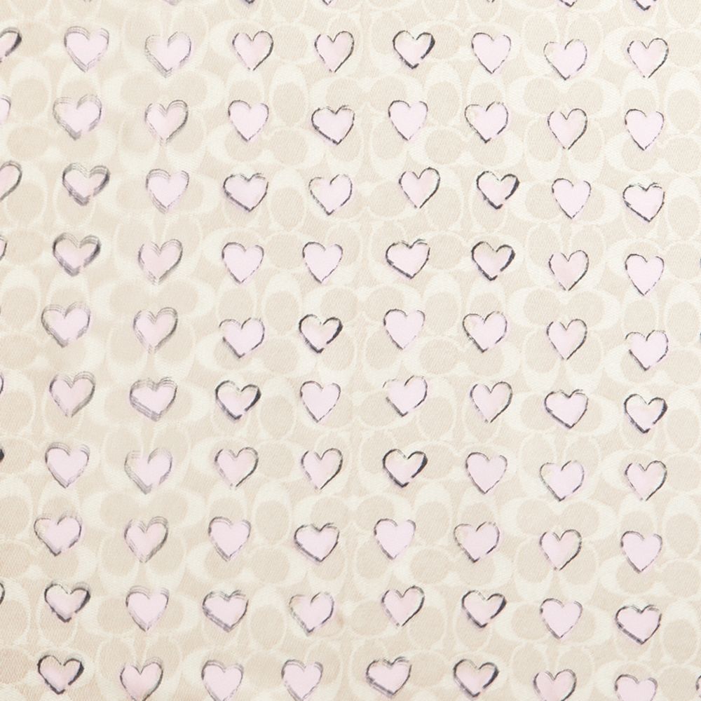 Coach Signature Doodle Heart Print Silk Square Scarf Sand-Pink
