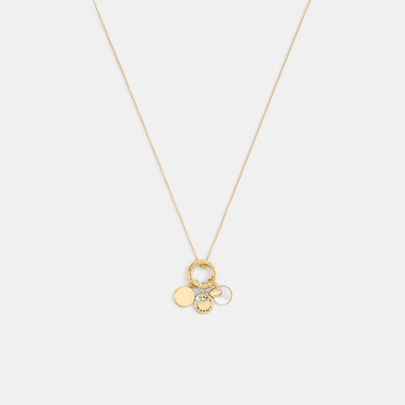 Coach Coin Pendant Necklace Gold